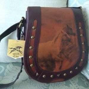 Horse lover Genuine Leather Saddle bag style Purse